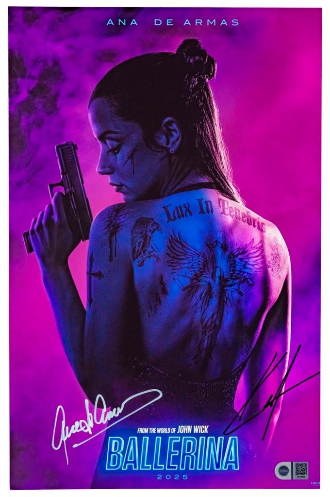 SUPER RARE ” BALLERINA “: ANA de ARMAS & KEANU REEVES SIGNED 11×17 POSTER SWAU