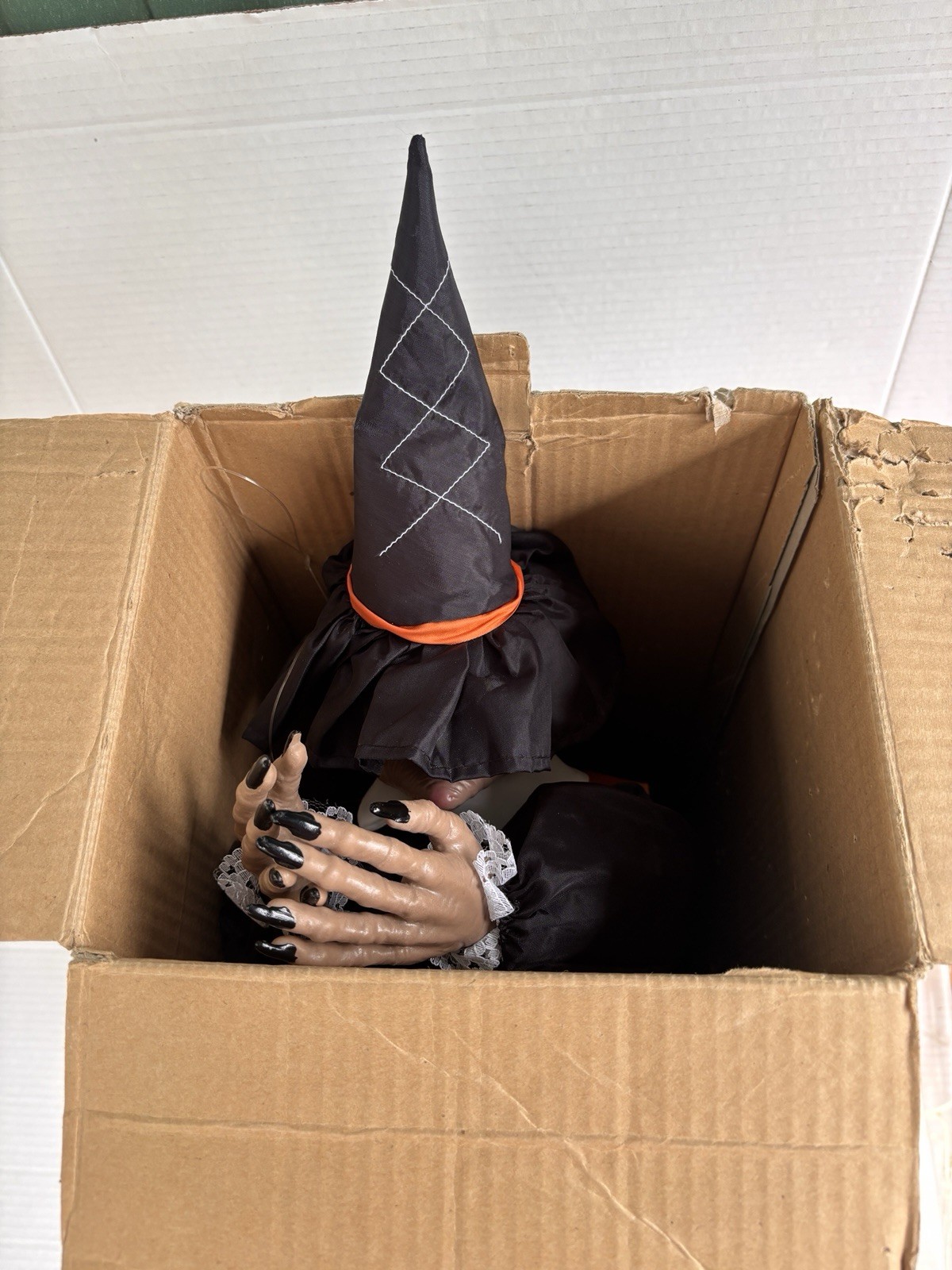 VTG 1991 Gemmy 24″ Hanging Animated Witch Halloween Prop Boxed Works NO BROOM
