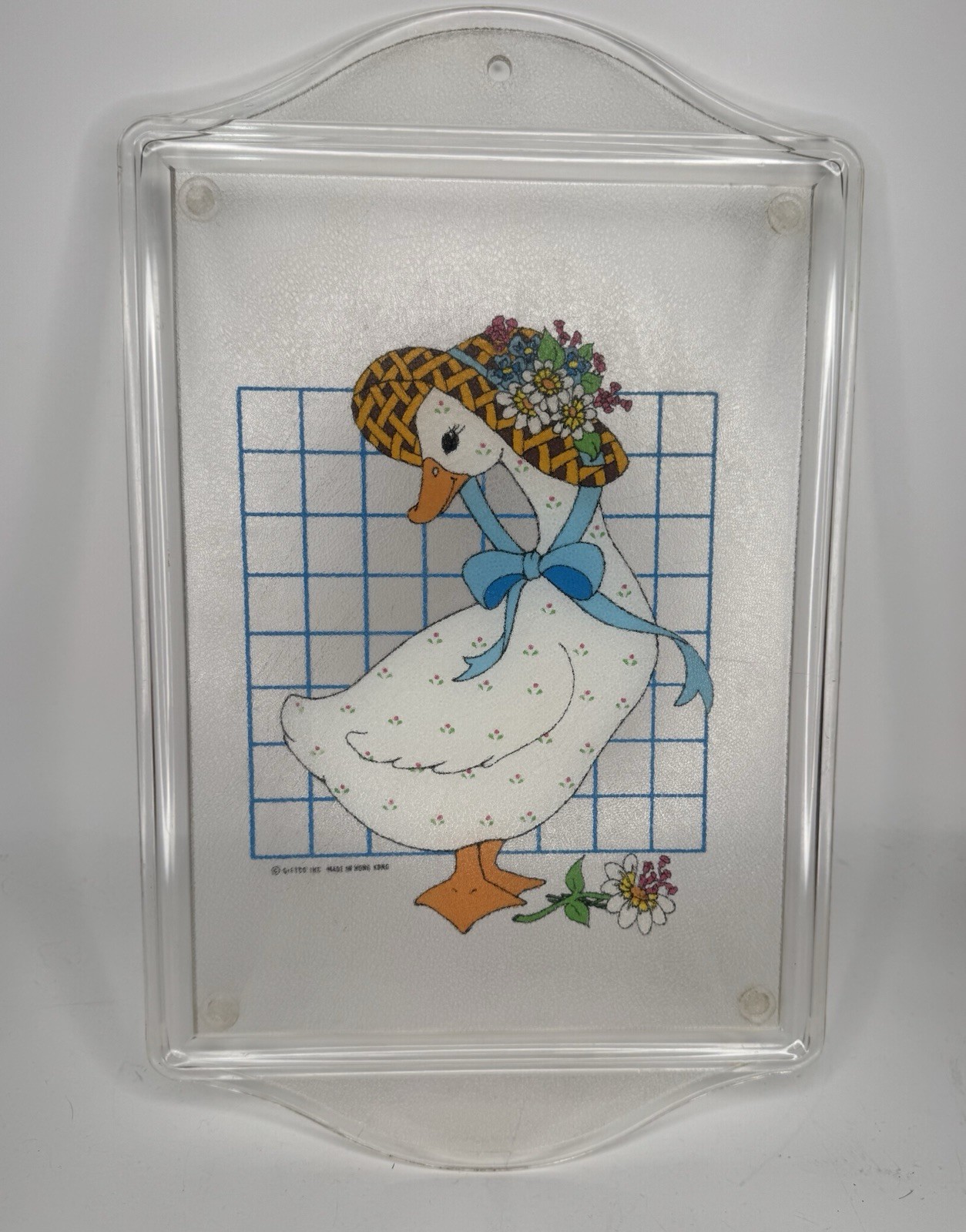 Vintage Goose Tray Farmhouse Cottage Floral Blue Ribbon Country Kitchen Decor
