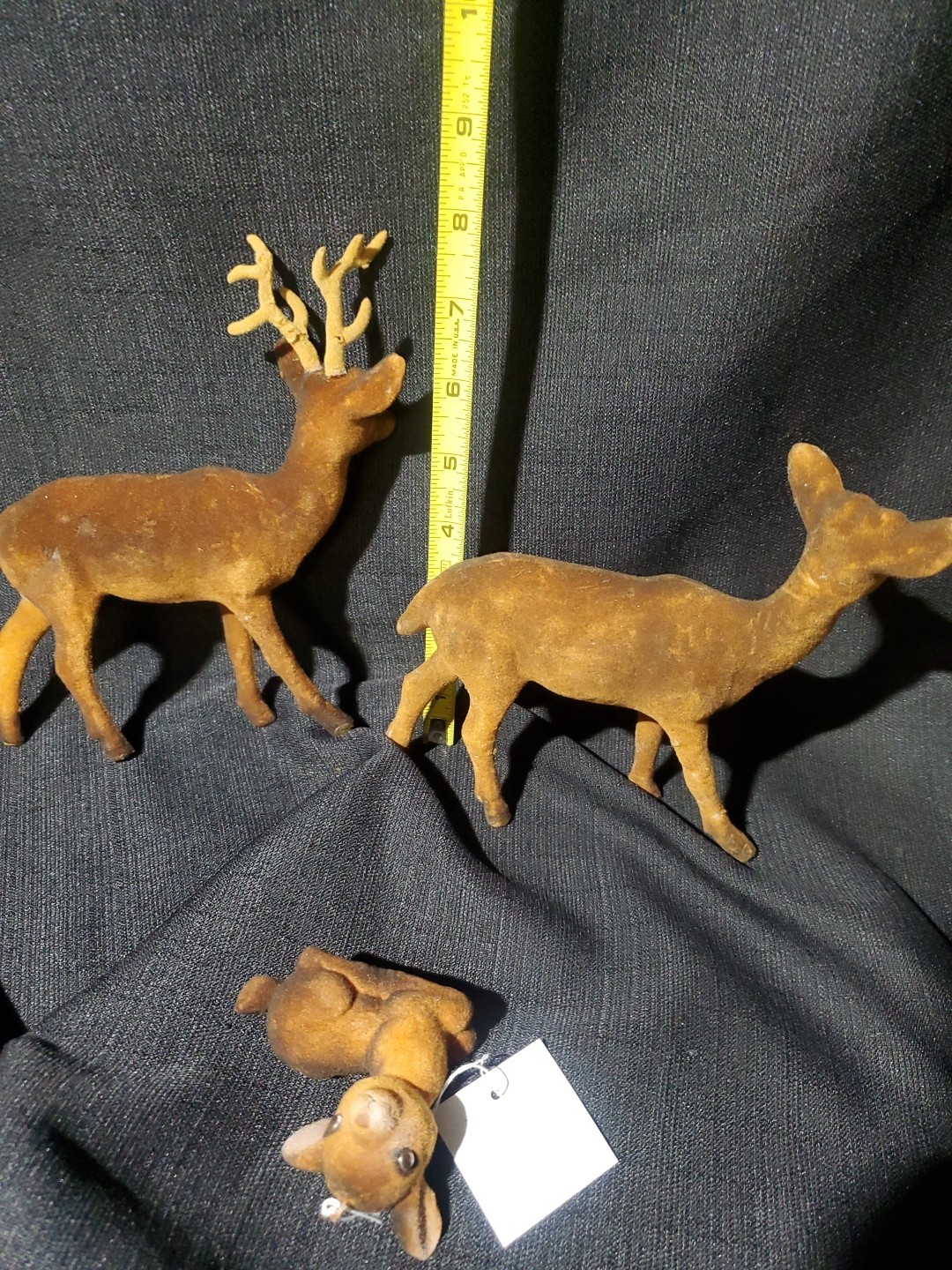 Flocked Doe, Buck and Fawn Figures Brown – Set of 3