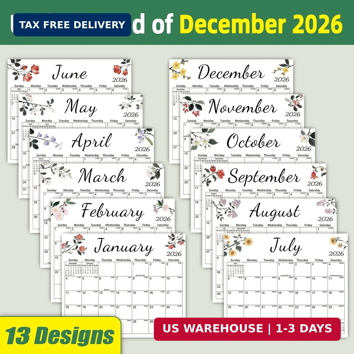 Magnetic 2026 Calendar for Refrigerator, Fridge Magnet Calendar from Dec 2025 to