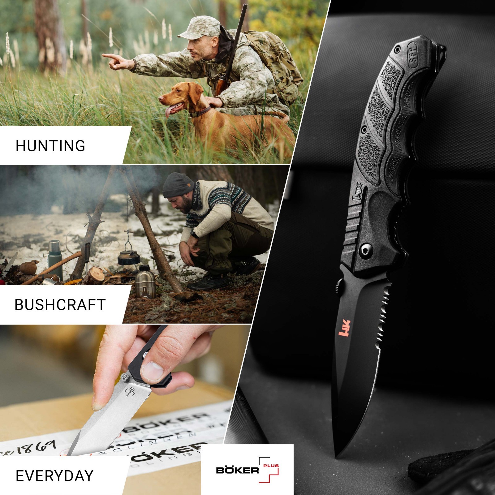 Heckler & Koch SFP Tactical Folder All Black Pocket Knife 3.62″ D2 ✔️ 01HK501