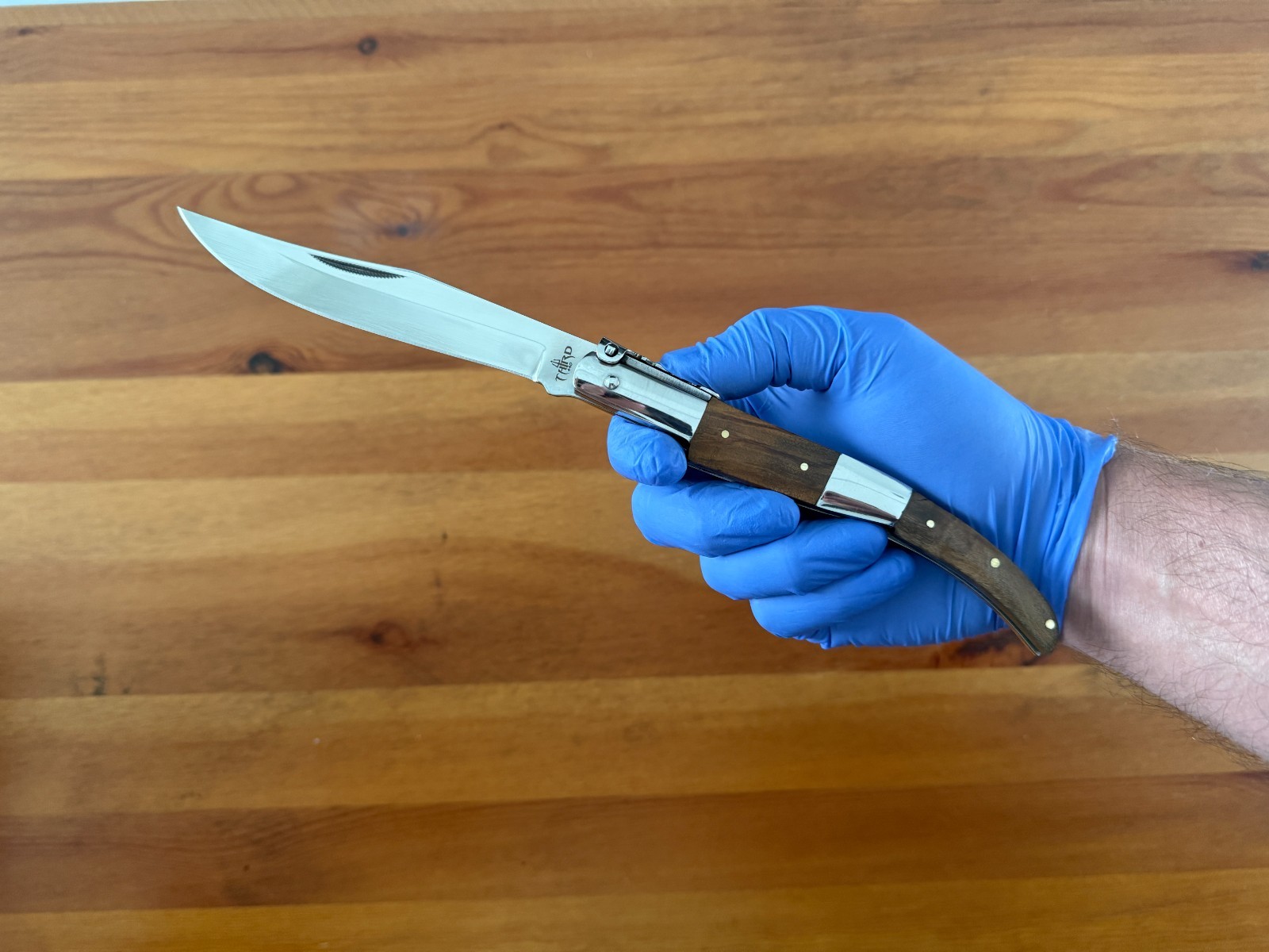 5.1″ Arabian Style Navaja with Ratchet Pocket Knife Olive Wood and Steel Handle