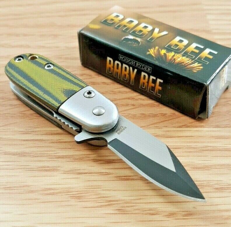 Rough Ryder Baby Bee Folding Knife 1.5″ Stainless Steel Blade G-10 Handle 2508