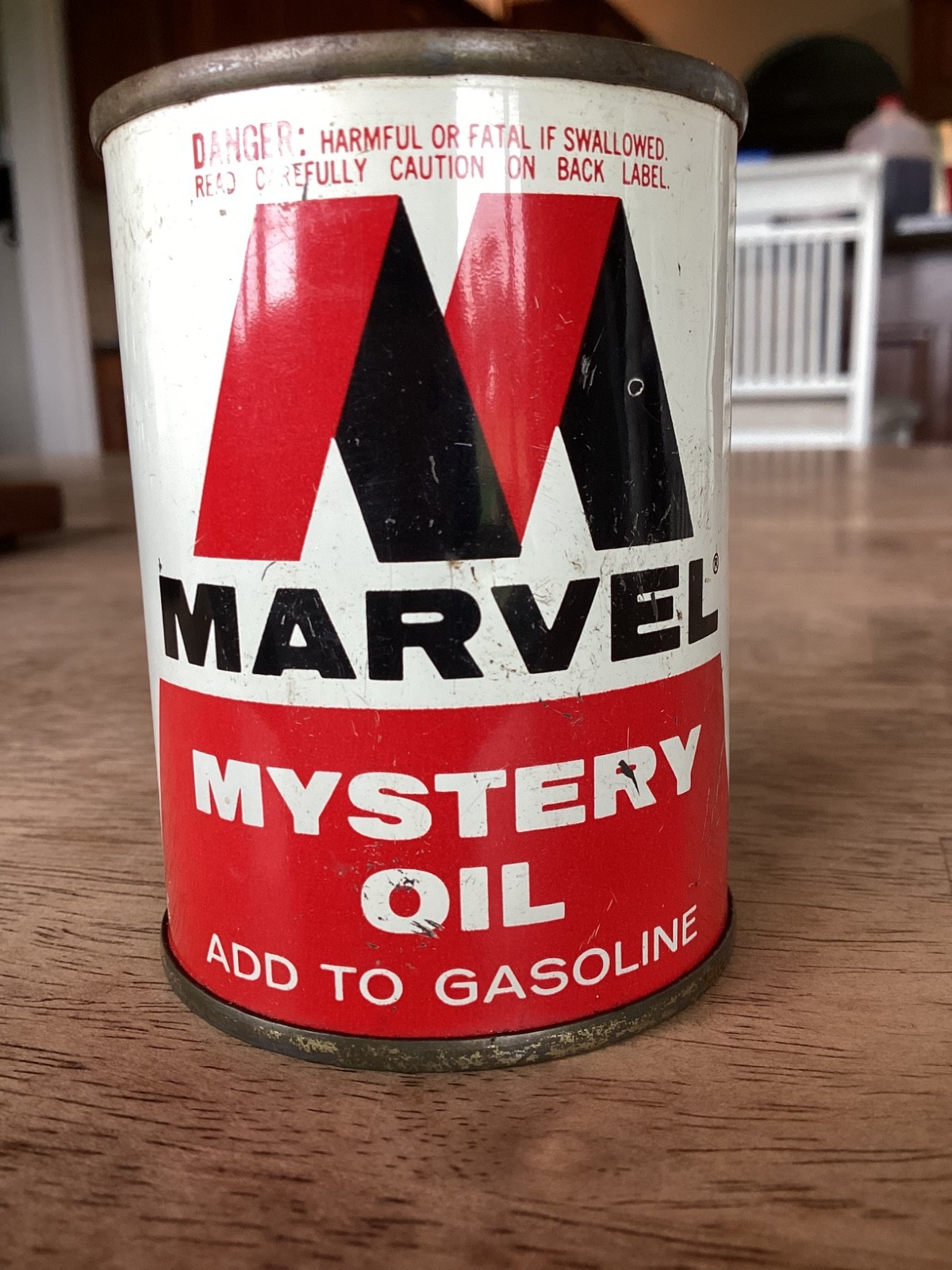 Vintage Empty Marvel Mystery Top Cylinder Oil Can (4oz Not On Front version!!)