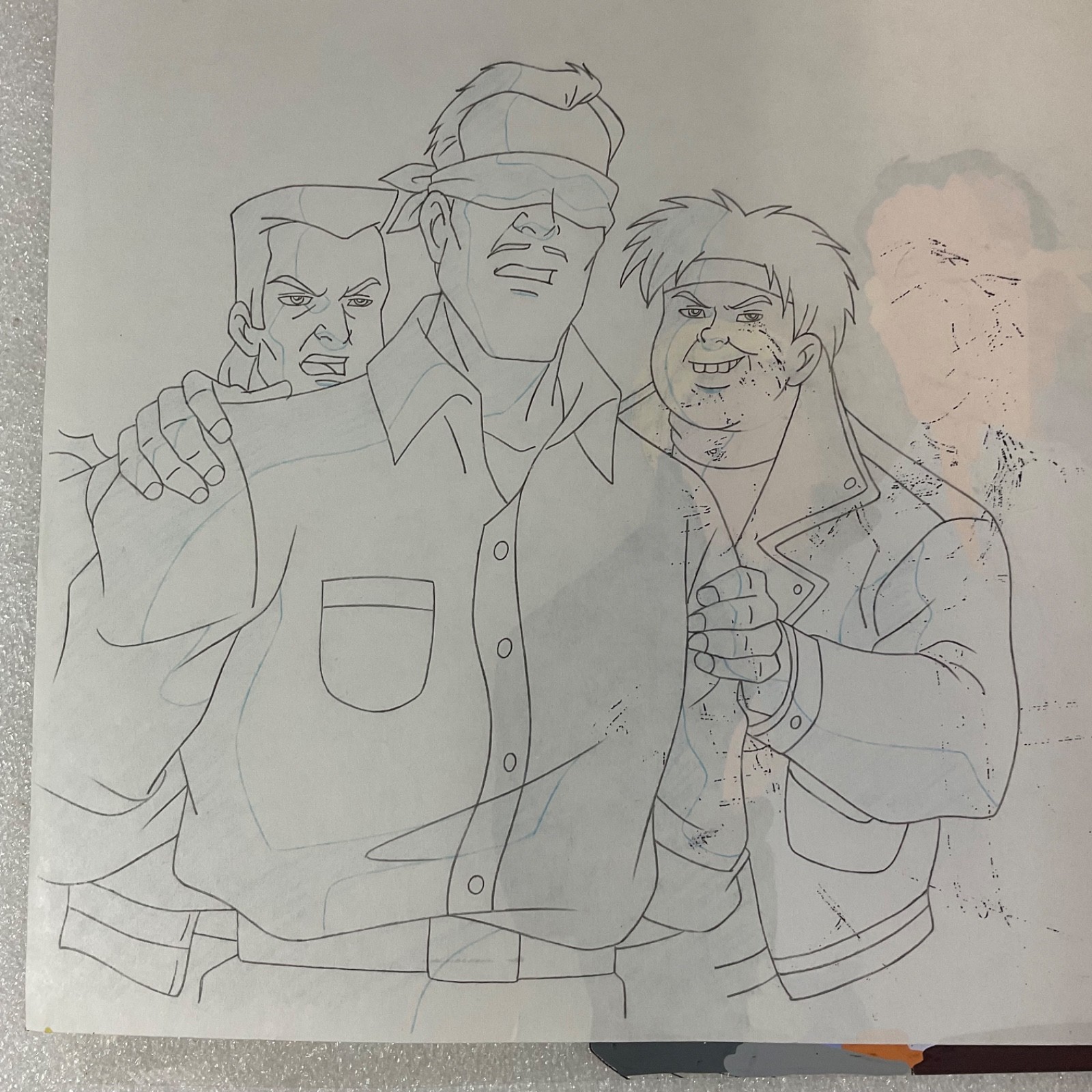 Animated Production Art Cel with Original Pencil Drawing 12 in x 10 in