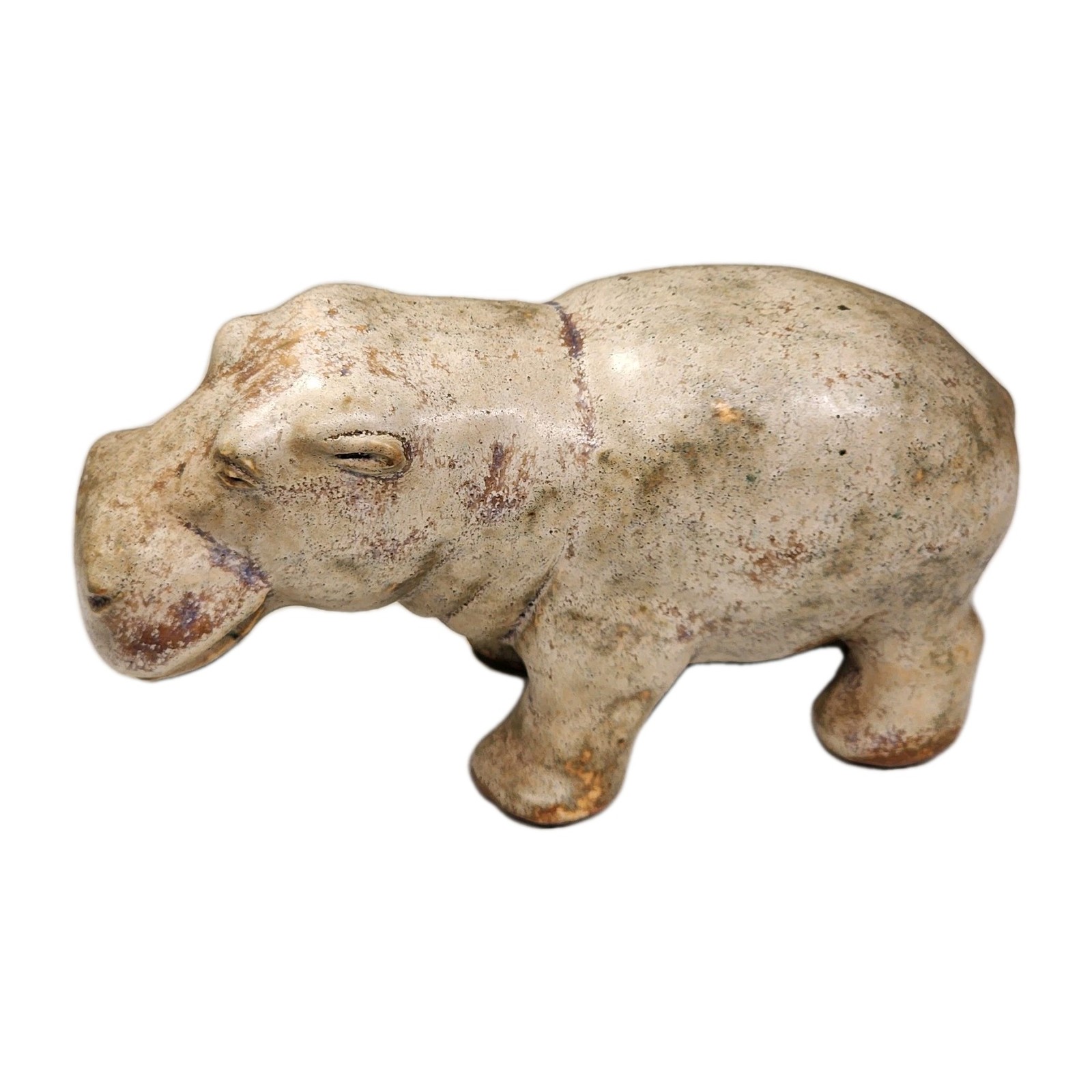 VTG solid hand carved stone hippo figurine statue – Made In Spain – 6″ x 3″