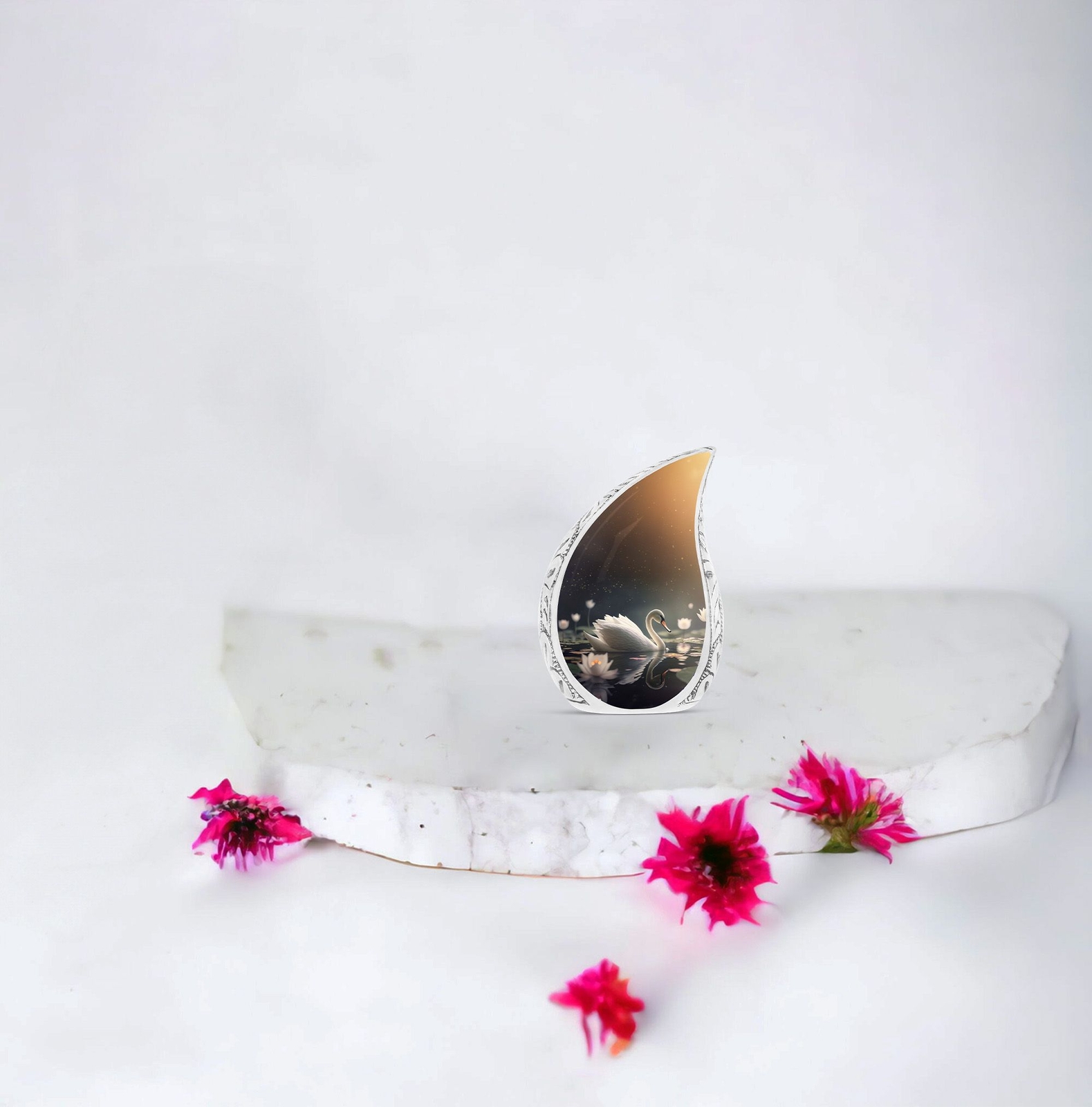 Swan Teardrop Urn – Small Urn For Ashes – Cremation Urns For Men