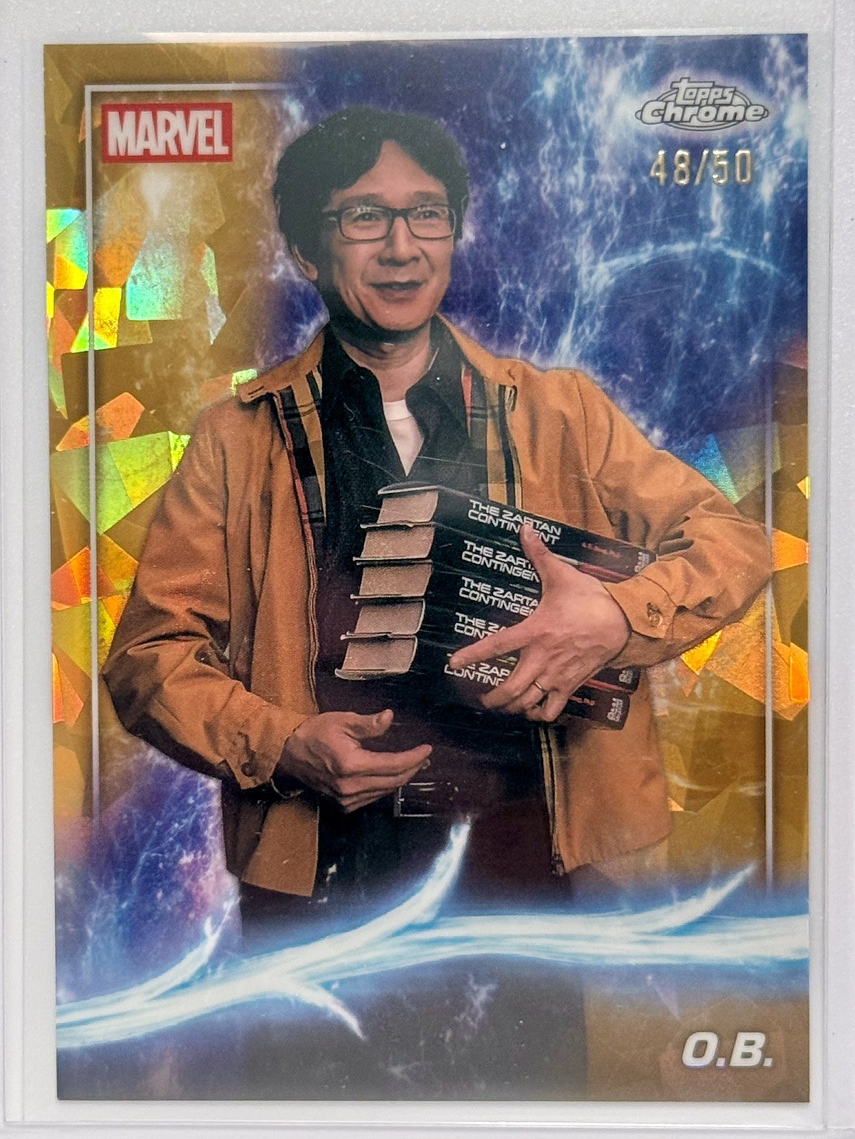 O.B. 2025 TOPPS MARVEL STUDIOS CHROME SAPPHIRE GOLD /50