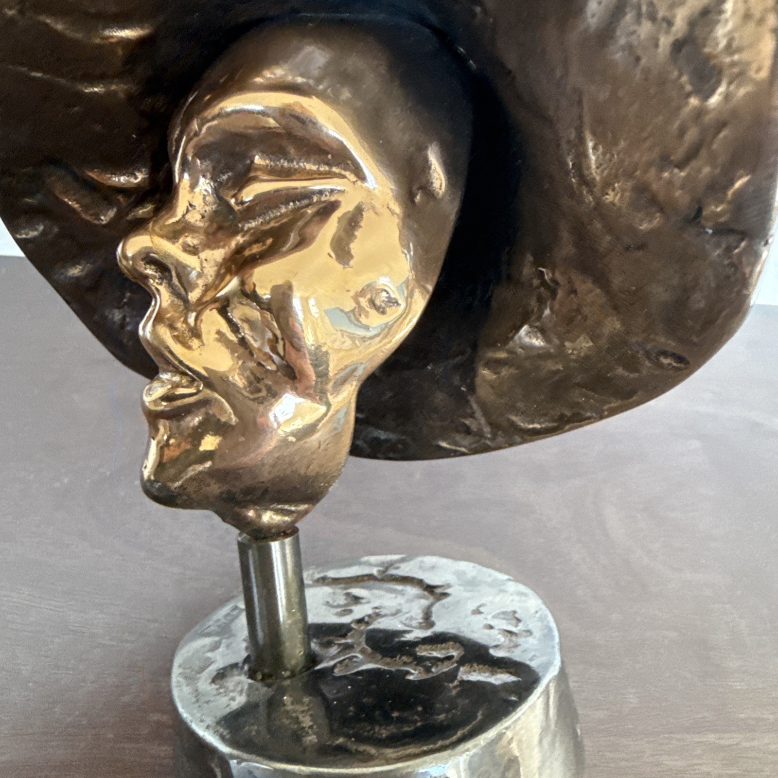 BRONZE SCUPTURE ARTIST SIGNED YVES LOHE SIGNED BUST Woman w/ Hat 6 1/4″