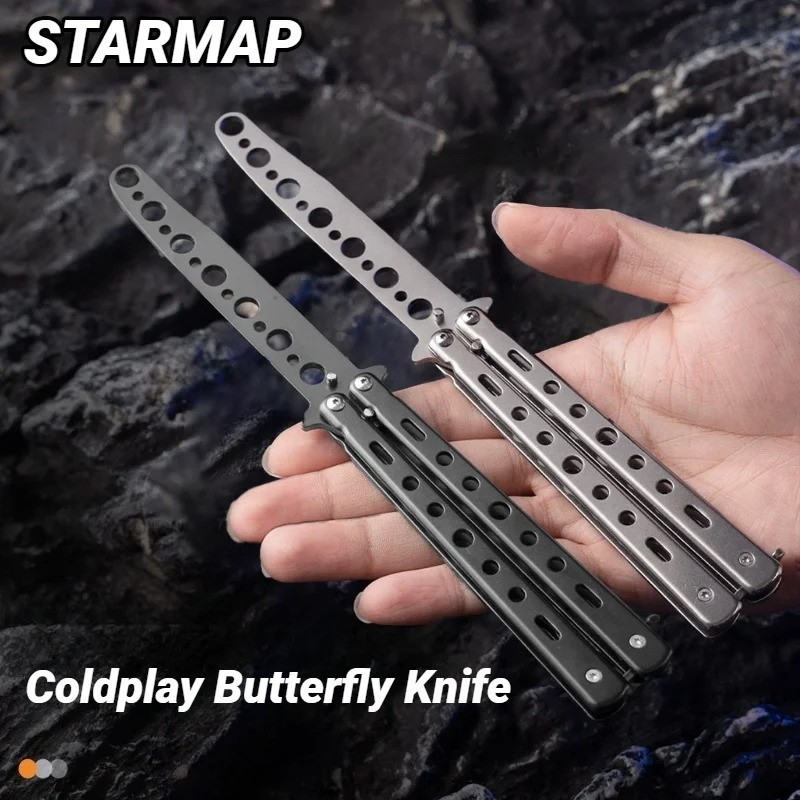 Butterfly Trainer Knife Practice Balisong Dull Training Tool Metal Black Silver