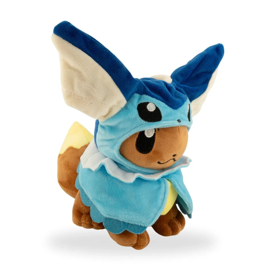 Pokémon Eevee Vaporeon Poncho Plush Toy 9″ Water Cosplay Hoodie Eeveelution