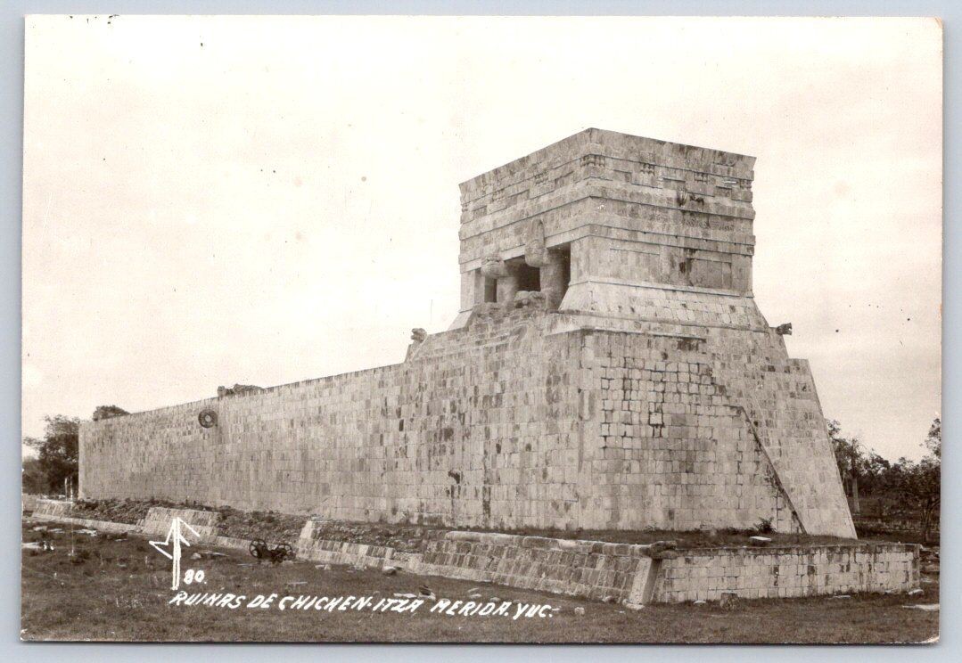 Vintage Mexico Postcard MERIDA Chichen Itza Mayan Ruins 1940s RPPC