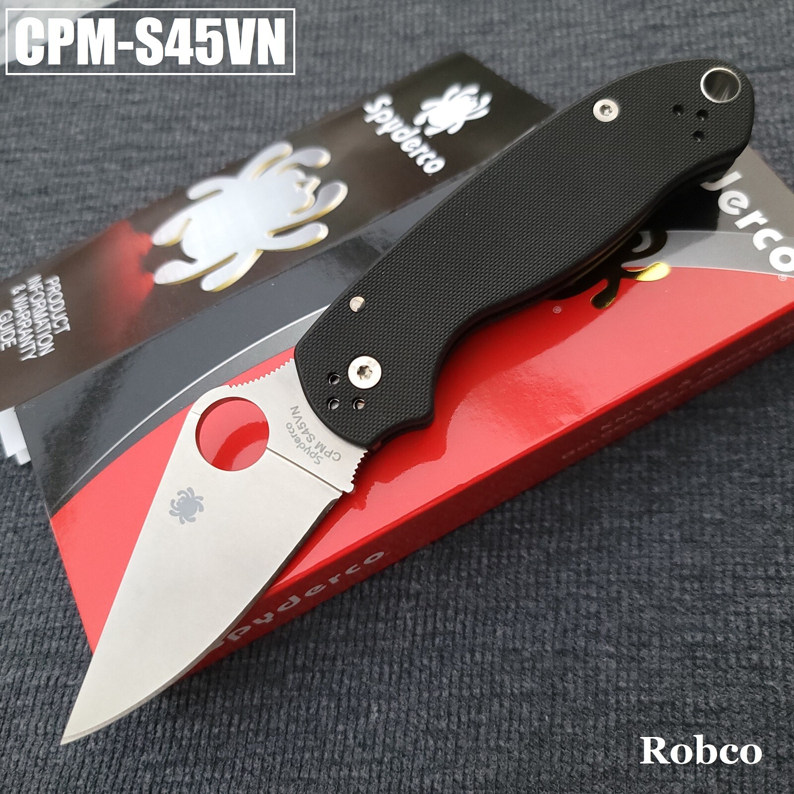 Spyderco Para 3 CPM S45VN Stonewashed Plain Edge Black G10 Paramilitary 3 C223GP