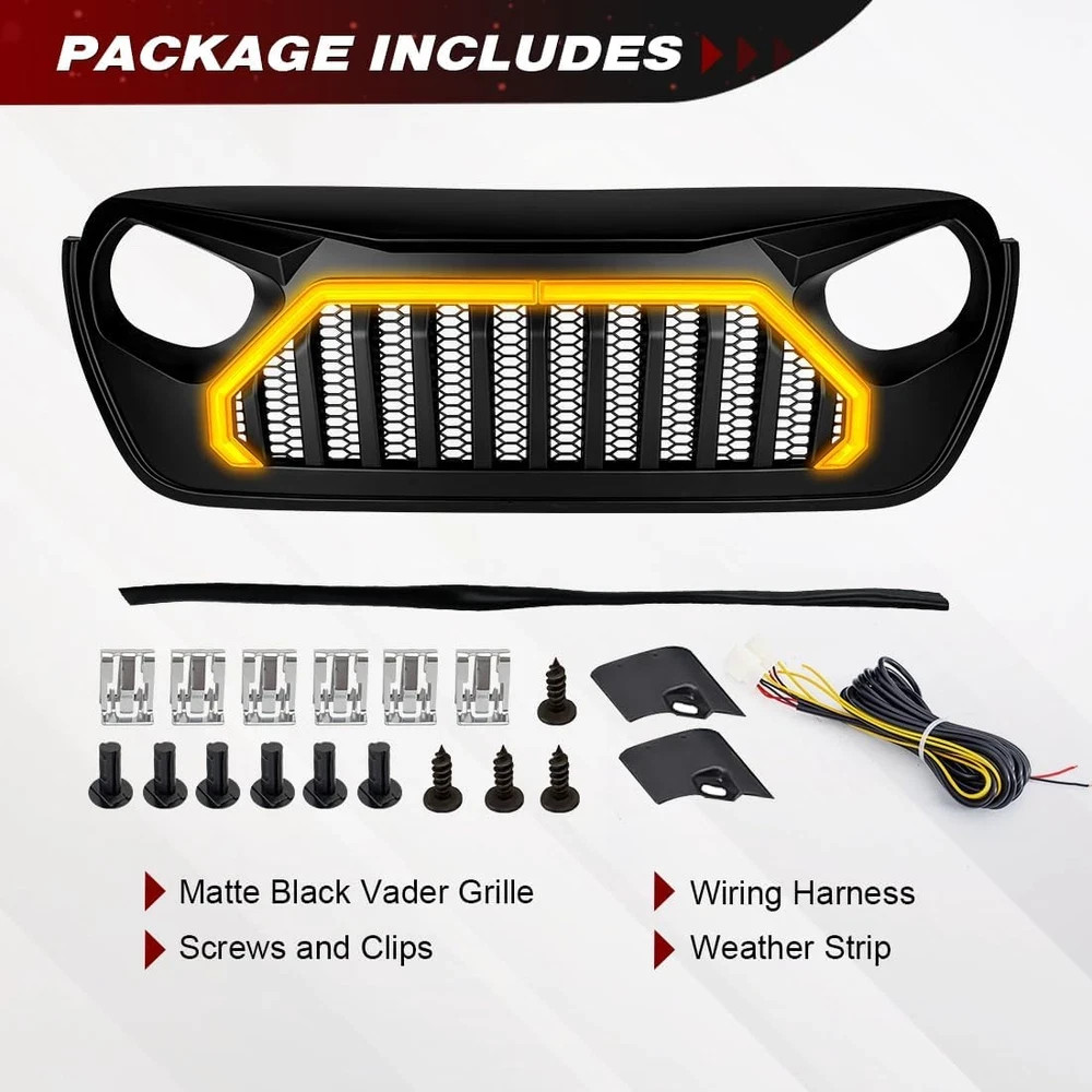 Front Goliath Grille Compatible with 2018-2026 Jeep Wrangler JL JLU Gladiator JT