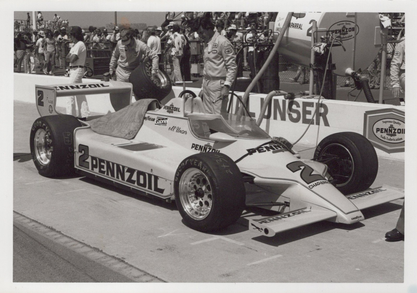 Al Unser Ontario CA Chaparral Pennzoil Pit IndyCar 1979 – Himes Estate Photo