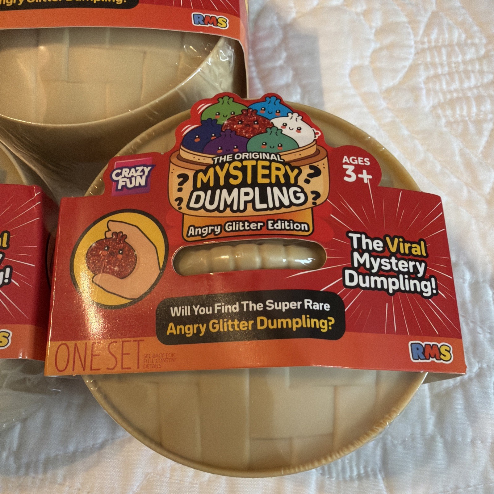 Lot Of 3 NEW RMS CRAZY FUN Mystery Squishy Dumpling ANGRY GLITTER Edition SEALED