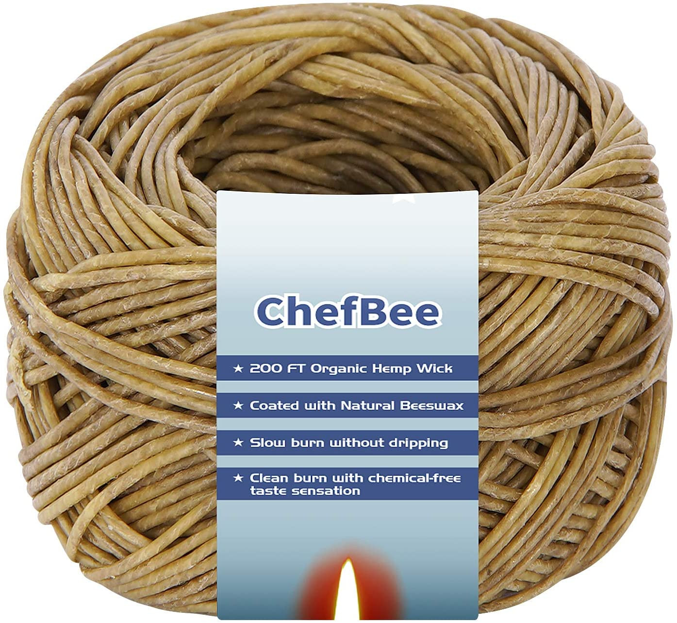 200 FT 100% Organic Hemp Wick Hemp Wick Well Coated Natural Beeswax for Hemp Wi