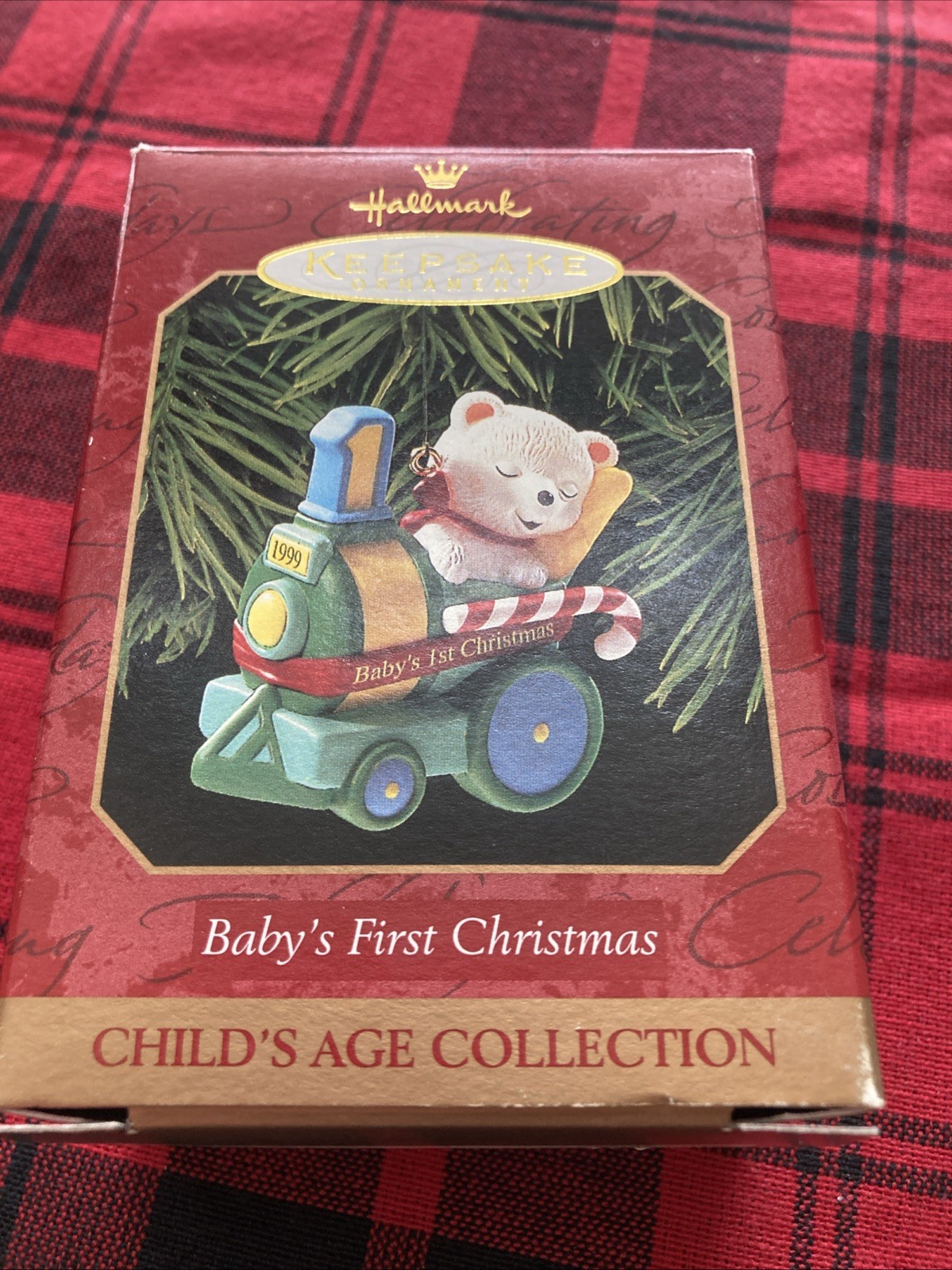 Hallmark Keepsake Ornaments 1999 Baby’s First Christmas-Bear on Train