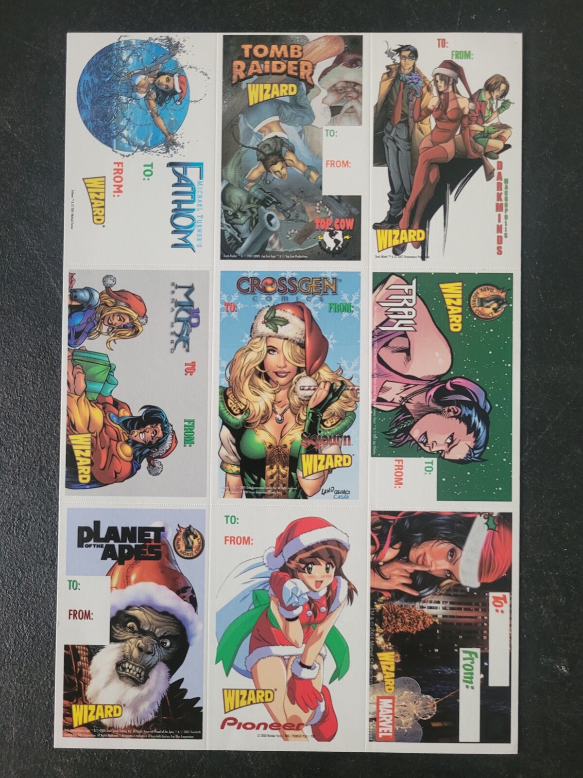 WIZARD CHRISTMAS HOLIDAY PRESENT PACKAGE TAGS 6″ x 8.75″ 2000 SET OF 9/SHEET (2)