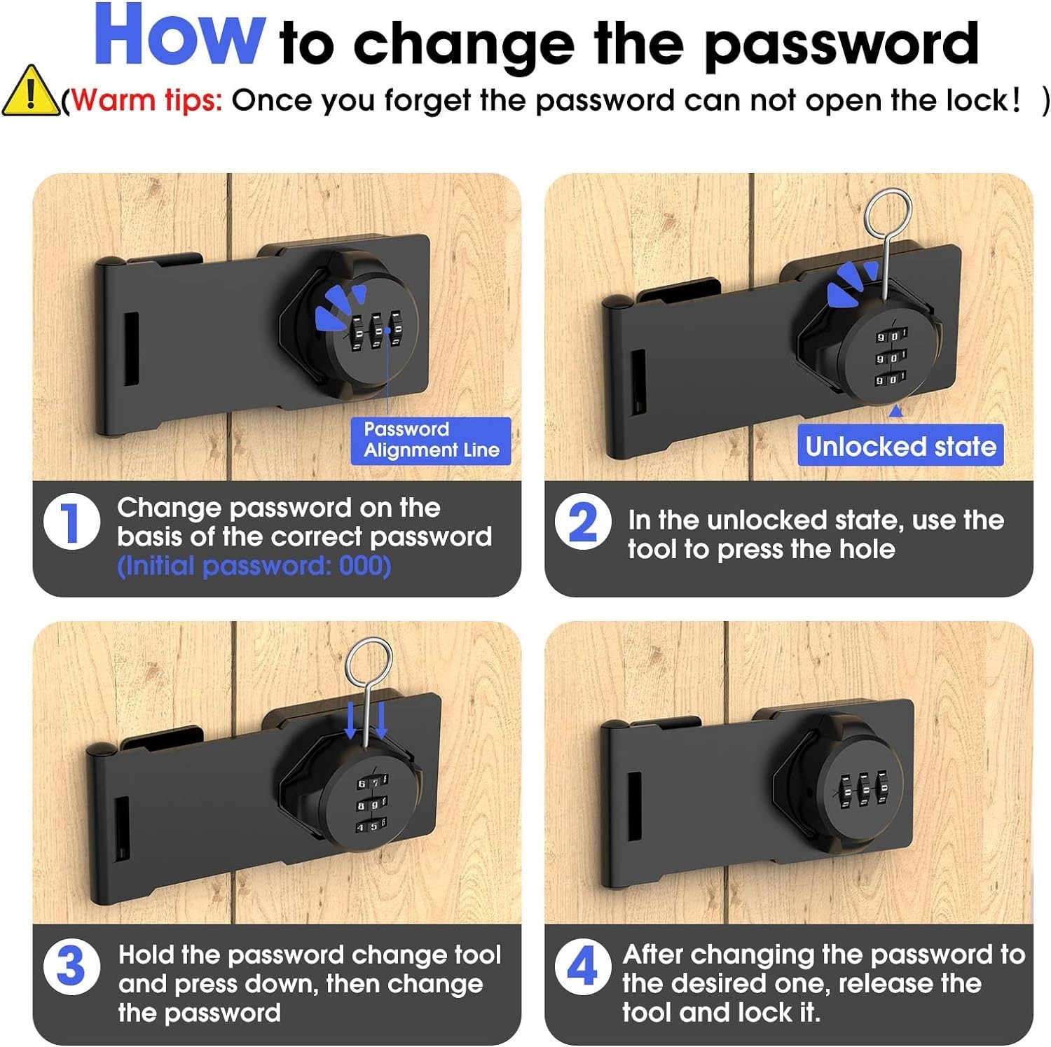 Weather-Resistant Rotary Hasp Locks – 4 Pack of Combination Door Security