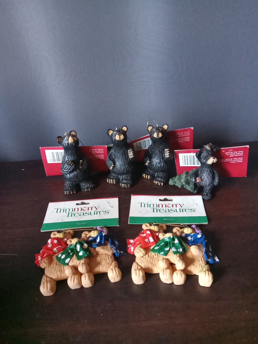 VTG 2003 Trimmerry Treasures Collectible Bear Christmas Ornaments Lot