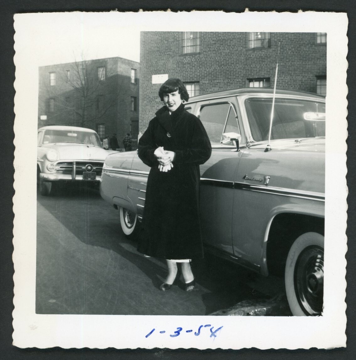 Stylish Woman with 1953 Mercury Monterey Classic Car Photo Fashion Automotive