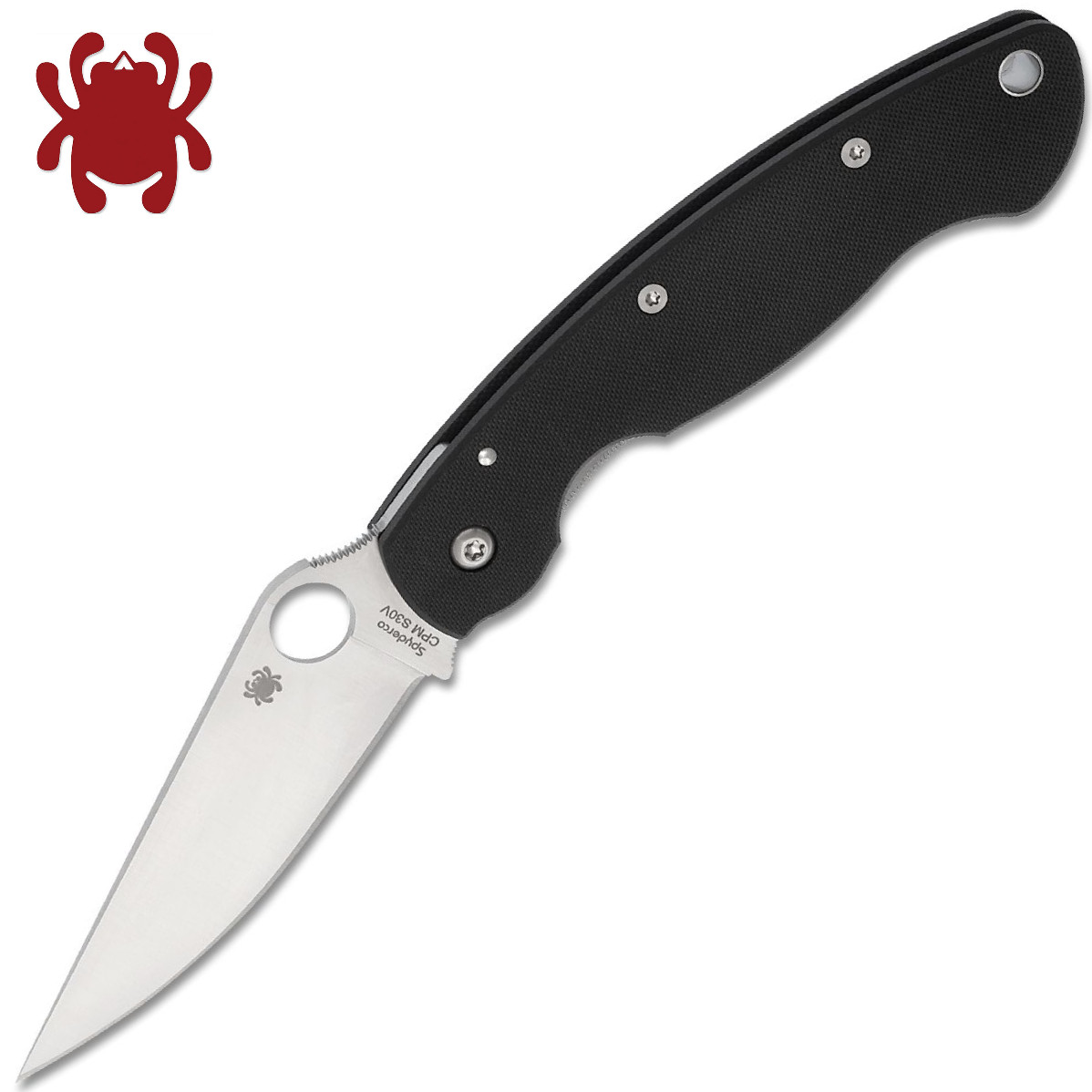 Spyderco Military CPM-S30V Satin Plain Blade Black G10 Handles (CQI) C36GPE