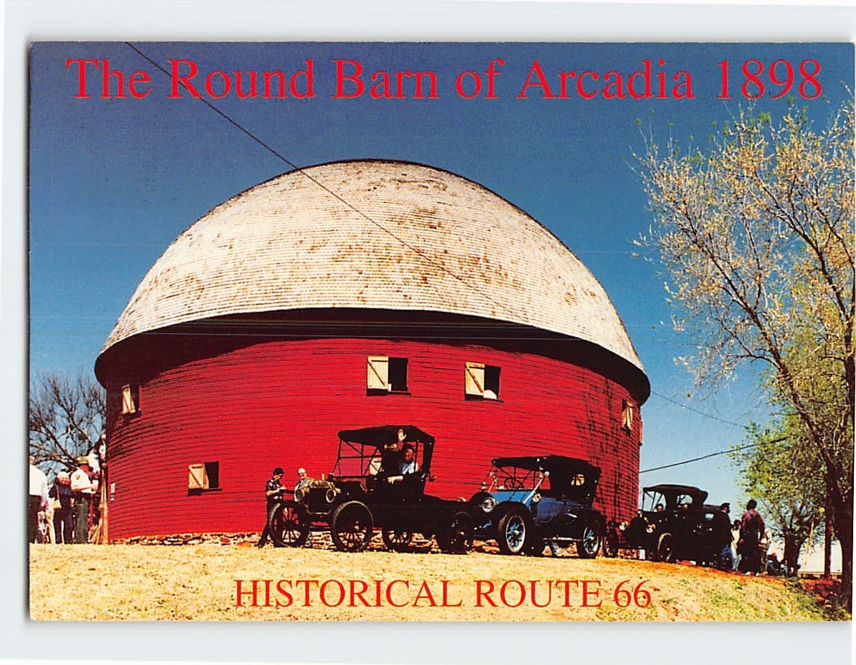 Postcard The Round Barn Outside of Arcadia Oklahoma USA