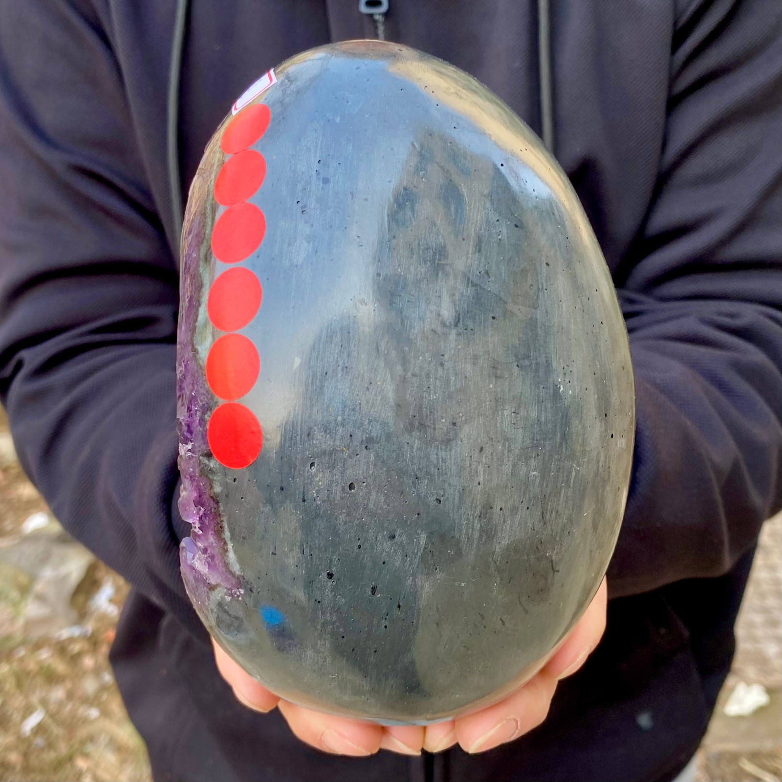 4.16LB High quality Natural Amethyst geode quartz crystal Dinosaur egg healing