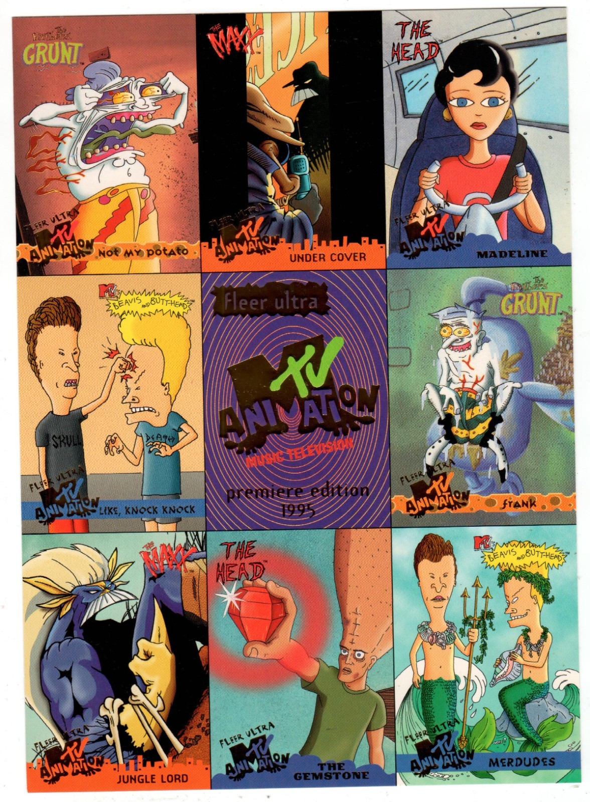 1995 Fleer Ultra MTV Animation Premiere Edition 9 Card Uncut 7 1/2 x 10 1/2Sheet