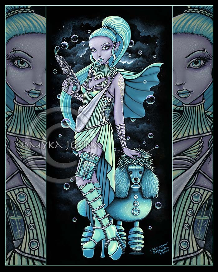 Sci-Fi Super Hero Futuristic Space Bubble Poodle Fairy Art Astrid Signed Print