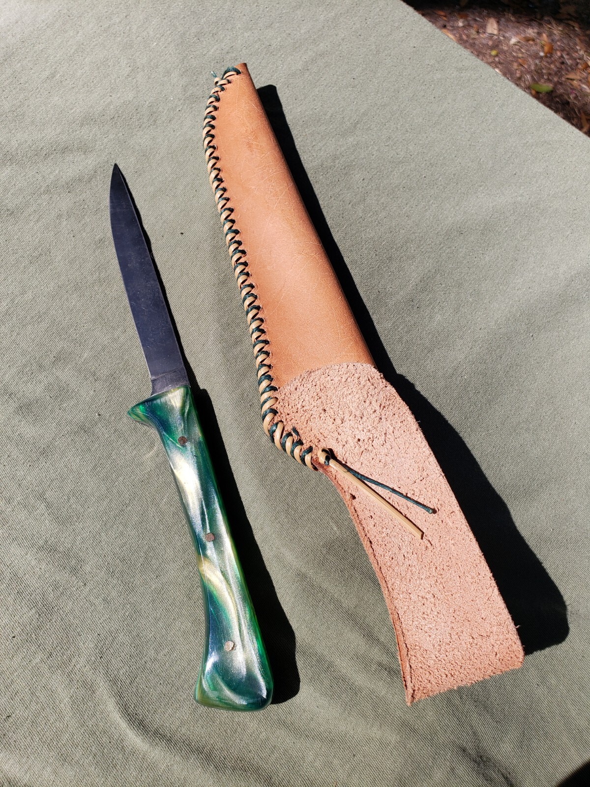 Hand Crafted Filet Knife Custom Colored Resin Handle Includes Sheath