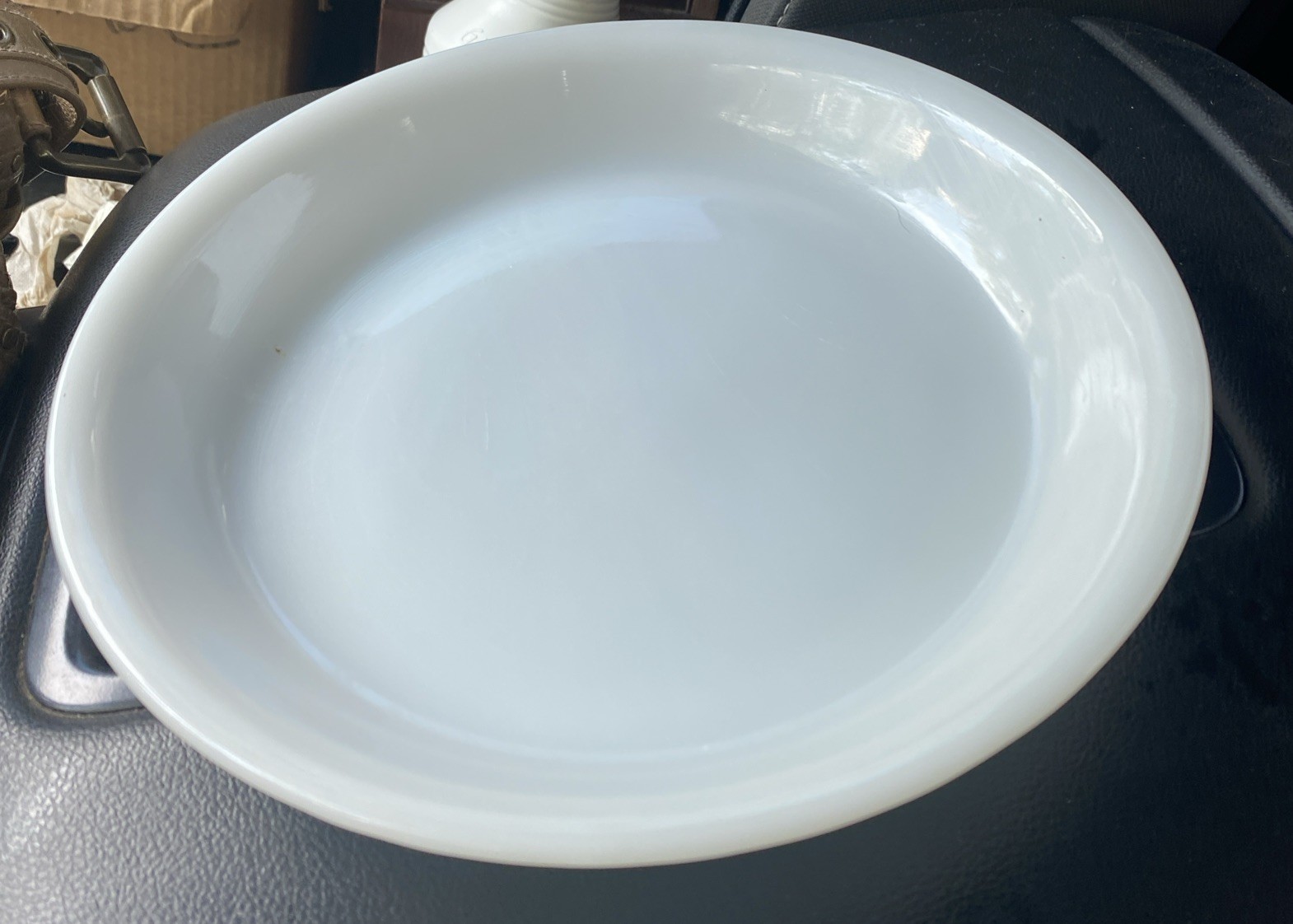 Vintage Fire-King #460 Round White Milk Glass 9″ Pie Plate
