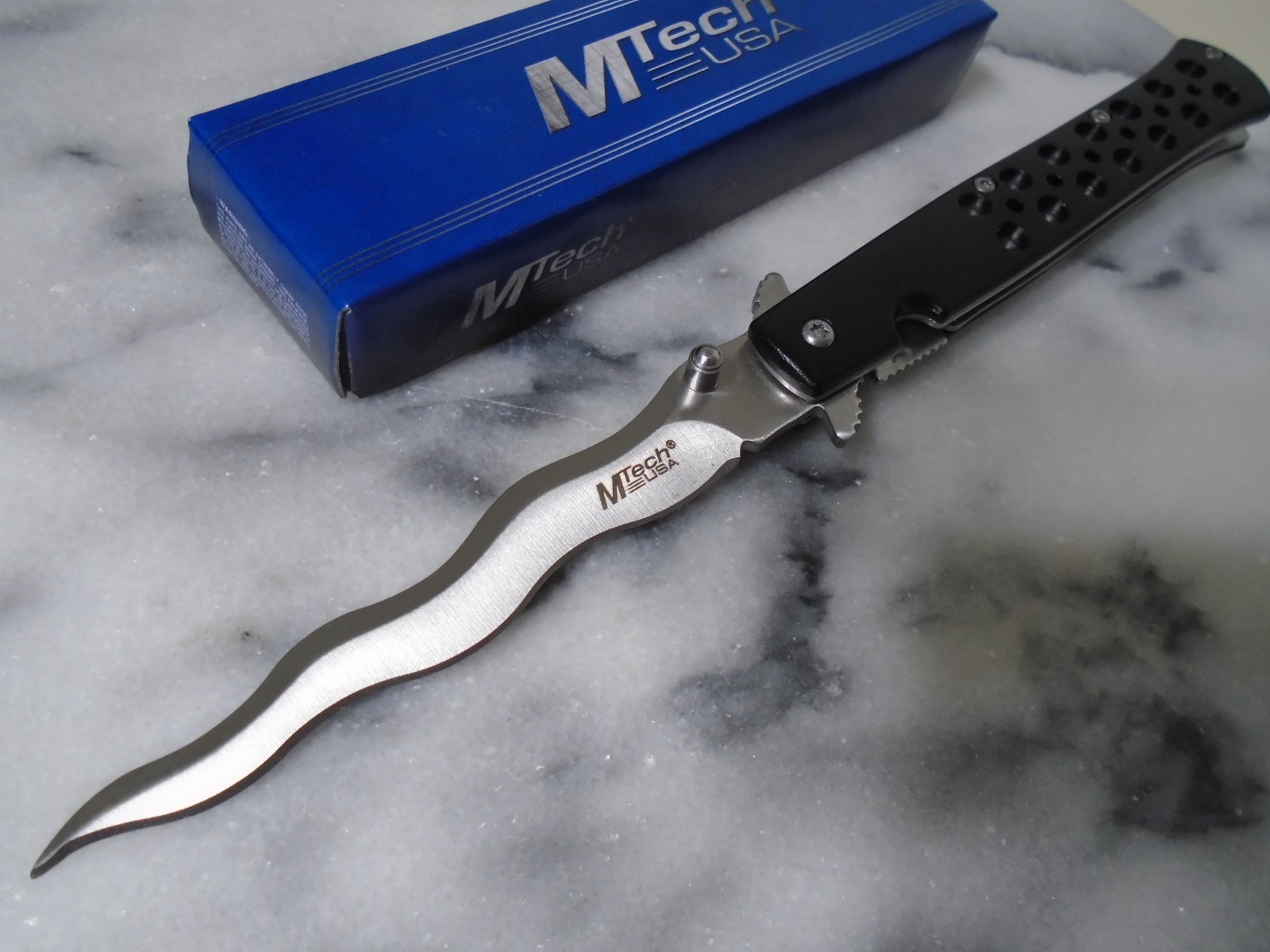 Mtech Assisted Open Black Kris Stiletto Pocket Knife Folding Dagger MT-A2042WB