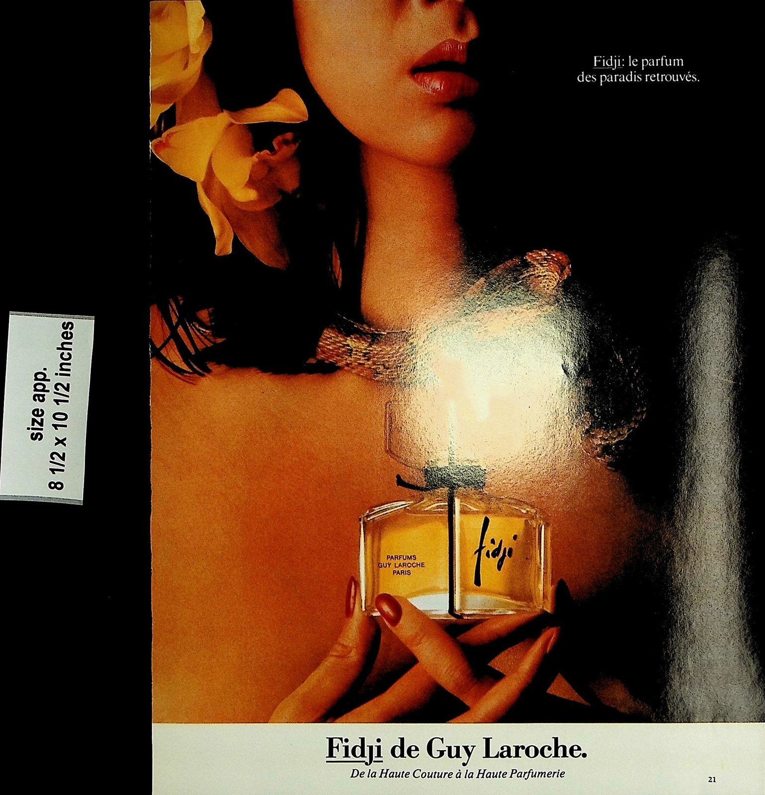 1982 Fidji de Guy Laroche Perfume Woman Vintage Print Ad 7083