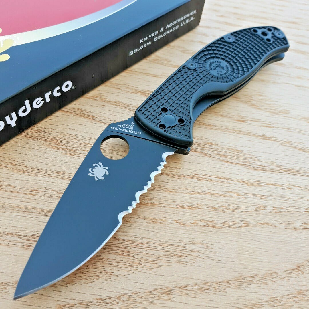 Spyderco Tenacious Folding Knife 3.38″ 8Cr13MoV Steel Blade Textured FRN Handle