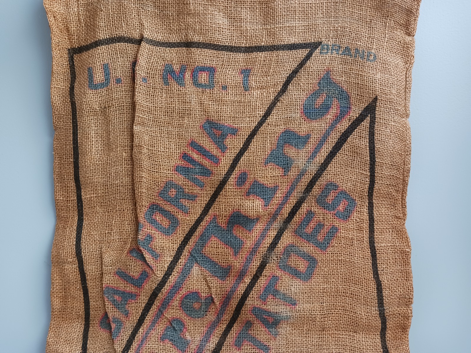 Vintage Sure Thing Potato Burlap Sack Caliente Farms 100 Lb Saco California USA