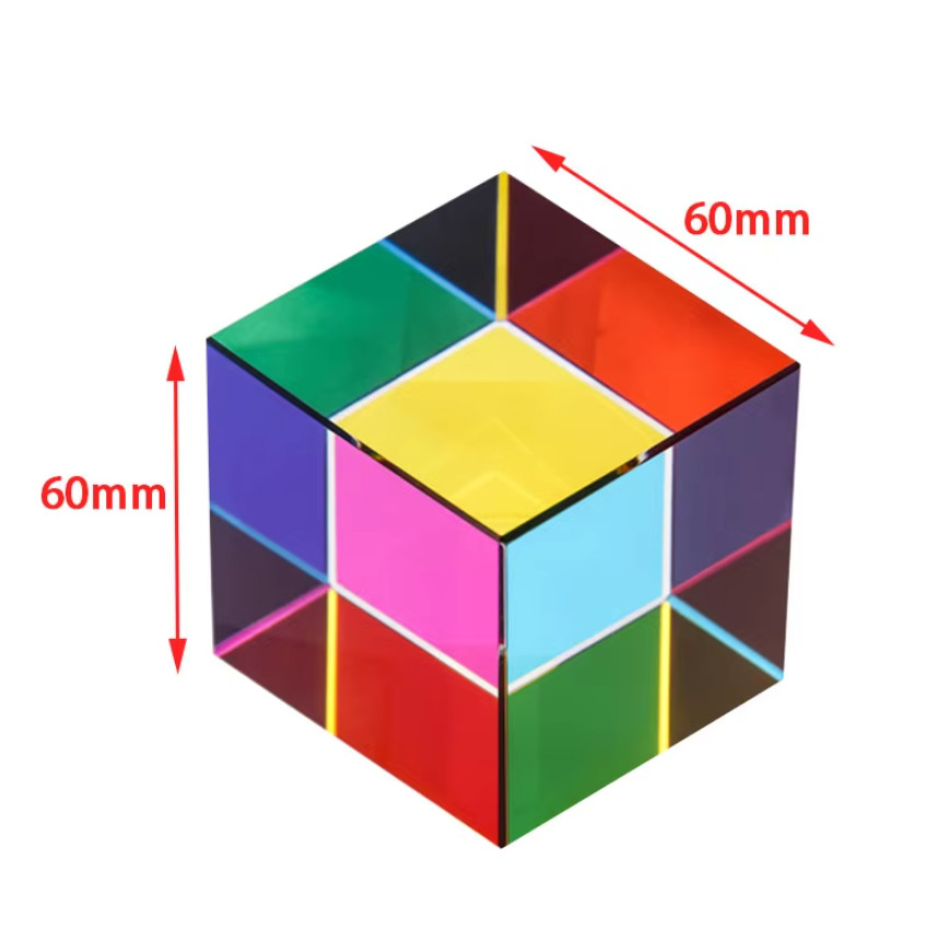 1PC 60mm Six-Sided Optical Prism Combine Cube Prism Beam Splitting Prism