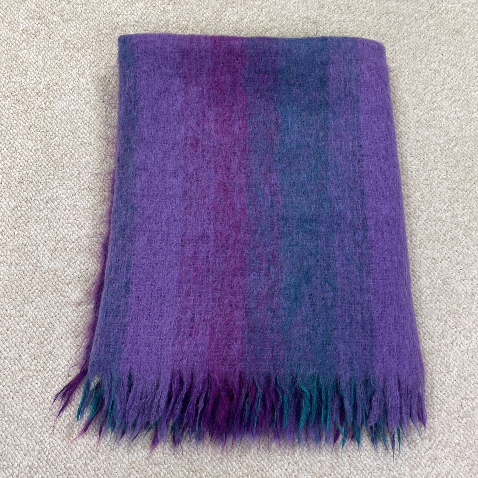Avoca Handweavers Mohair Blend Blanket Ireland Purple Blue Small Throw 56×38