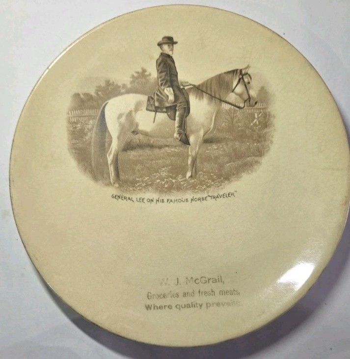 General Lee On His Famous Horse “Traveler” Advertising 6.75″ Harker Dish Plate