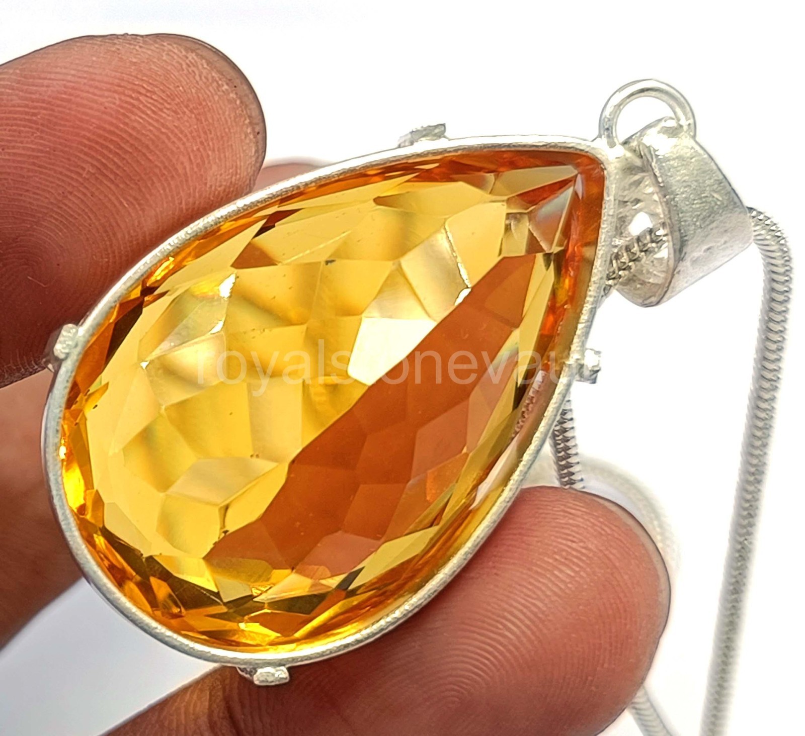 101.4Ct Natural Yellow Sapphire Pendant Pear Shape 925 Silver IGL Certified 5JOY