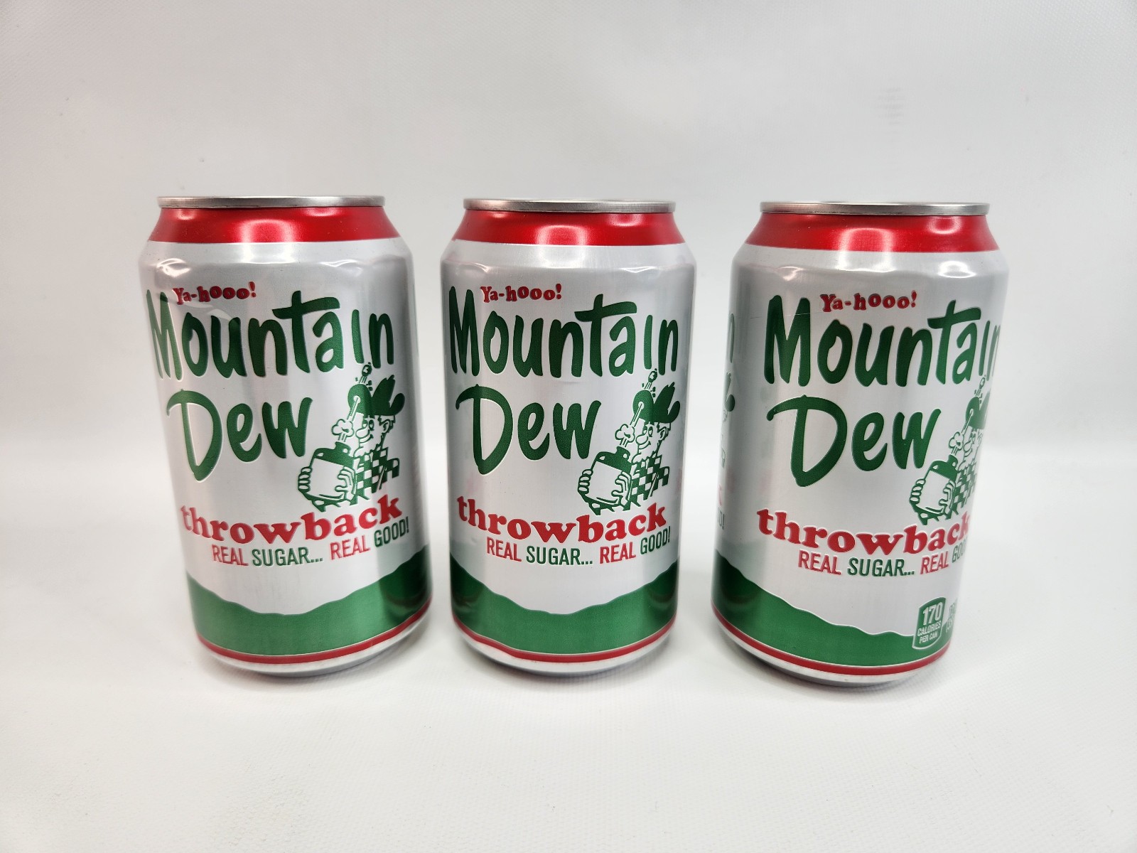 3 Cans Throwback Real Sugar Mountain Dew White Can 12oz Ya-hoo! 2019