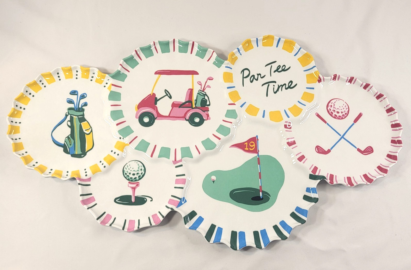 Golf Melamine Appetizer Party Tray-Golf “Par Tee Time” Serving Platter 20″ x 11″