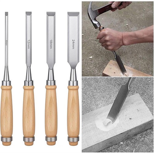 4PCS Wood Chisel Set Carving Knife Woodworking Tool Gouges 1/4″, 1/2″, 3/4″, 1″