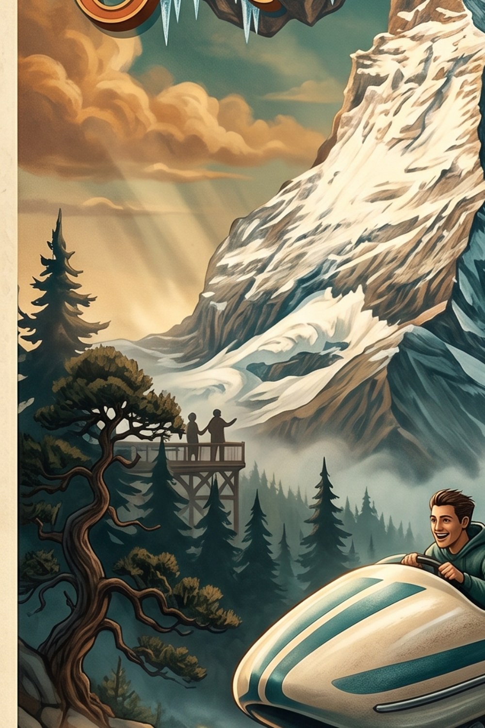 Disney Disneyland Matterhorn Bobsleds Vintage Poster 11×17 Matte