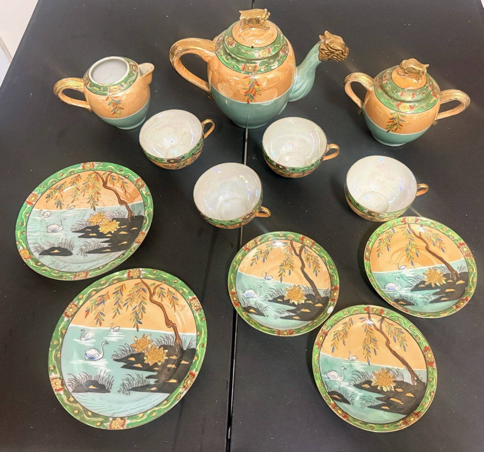 12 Piece Vintage Japanese Lusterware Tea Set