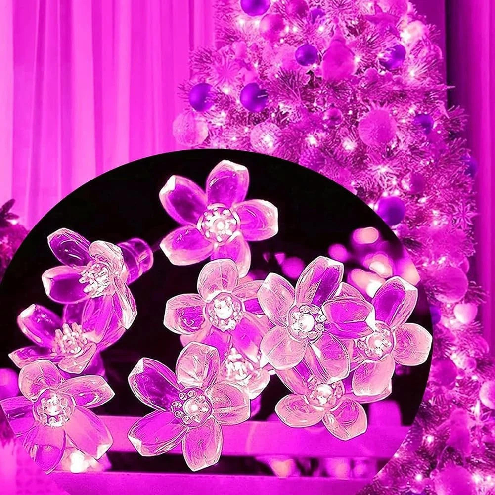 Fairy Flower String Lights Outdoor Decorative Lights 33 Feet 100LED Starry Cherr