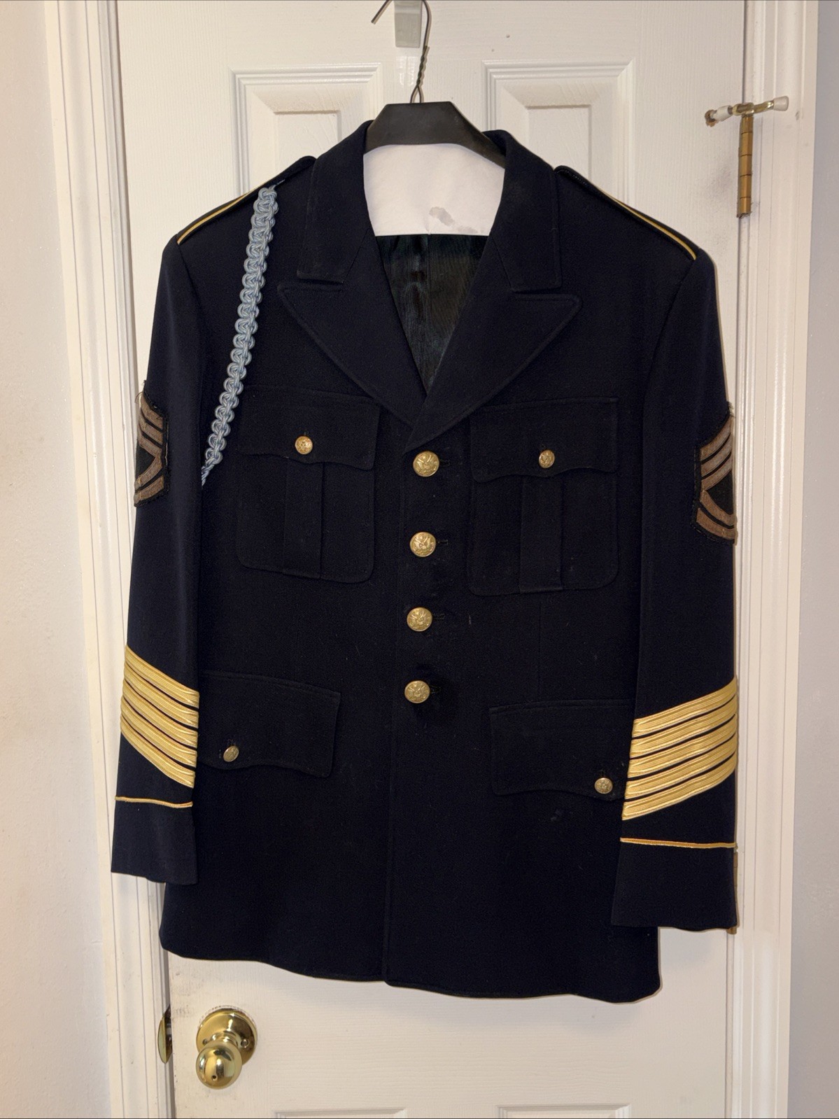 Vintage 1950s Korean War US Army Dress Blue Jacket SFC E-7 Bullion Rank Tailored