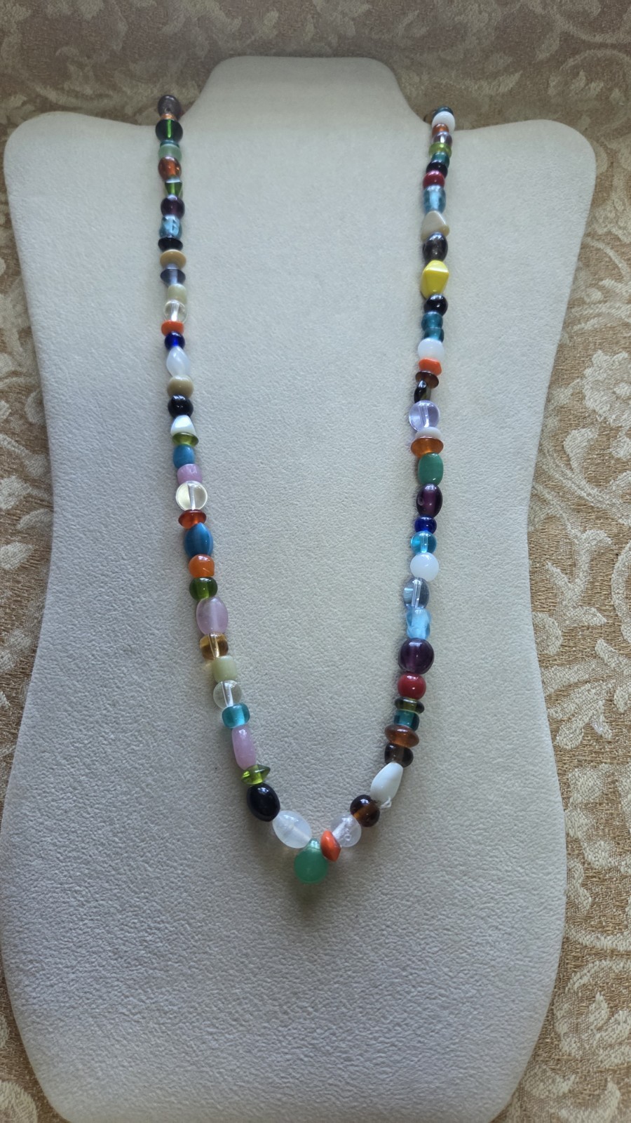 G44-From a New Orleans Mardi Gras Parade-Glass Carnival Necklace w/ LARGE beads